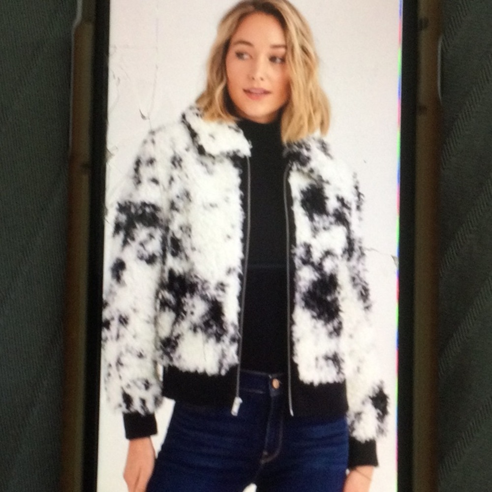 7 For All Mankind Curly Faux Sherpa Bomber Jacket
